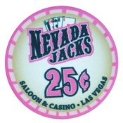 Nevada Jacks Saloon Series Ceramic 10 Gram Poker Chip $0.25, AGNJS-025
